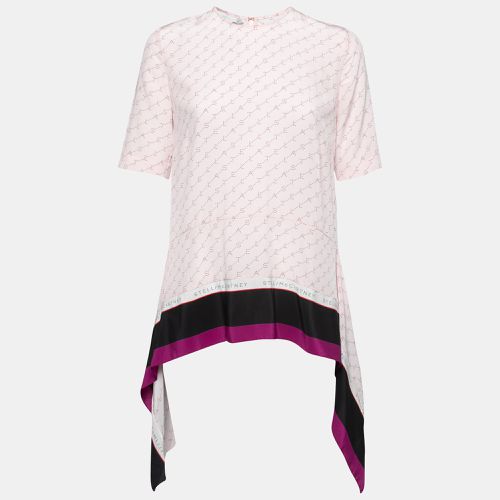 Stella McCartney Pink Logo Print Silk Asymmetric Tiered Top S - Stella McCartney - Modalova