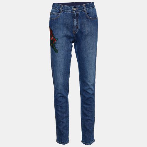 Stella McCartney Navy Blue Wild Cat Embroidered Tapered Jeans M - Stella McCartney - Modalova