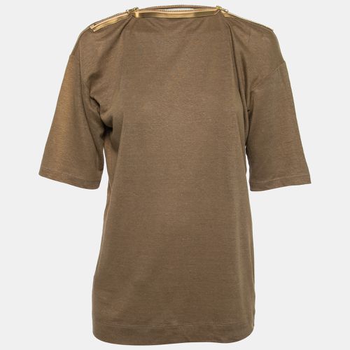 Stella McCartney Olive Green Linen Zip-Detail Top S - Stella McCartney - Modalova