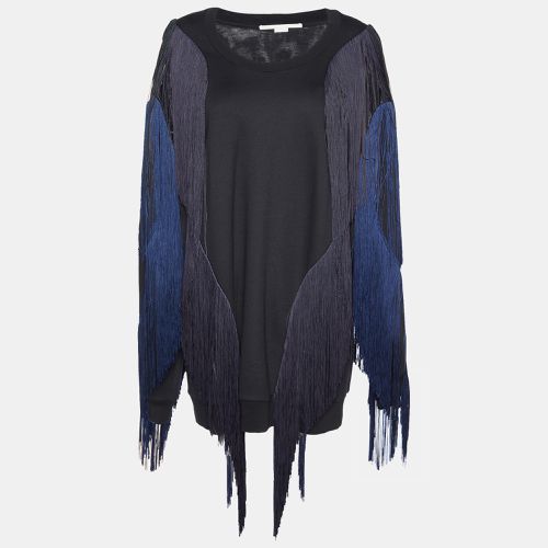 Stella McCartney Black Cotton Knit Fringed Sweater Mini Dress L - Stella McCartney - Modalova