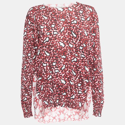 Leopard Print Cotton Knit Long Sleeve Top M - Stella McCartney - Modalova