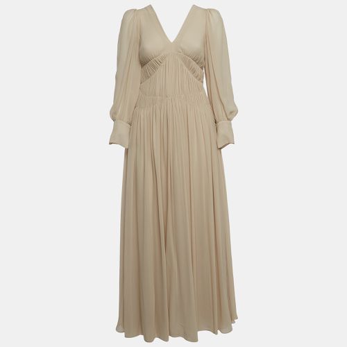 Stella McCartney Cream Carleigh Shirred Silk-Georgette Maxi Dress S - Stella McCartney - Modalova