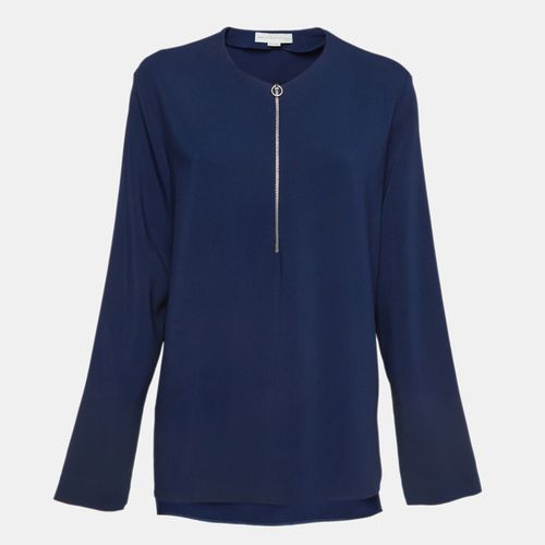 Stella McCartney Blue Crepe Zip Neck Top M - Stella McCartney - Modalova