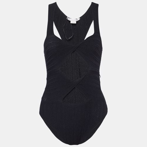 Stella McCartney Black Patterned Knit Cut-Out Bodysuit Top S - Stella McCartney - Modalova