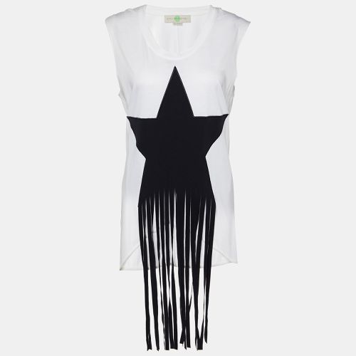 Stella McCartney White Cotton Knit Fringed Star Applique Detail T-Shirt S - Stella McCartney - Modalova