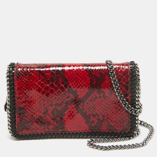 Stella McCartney Red/Black Python Embossed Faux Leather Falabella Flap Crossbody Bag - Stella McCartney - Modalova