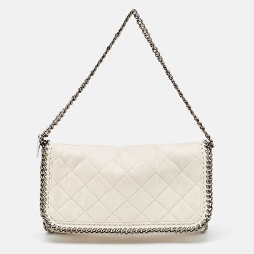 Stella McCartney Off White Quilted Faux Suede Falabella Flap Bag - Stella McCartney - Modalova