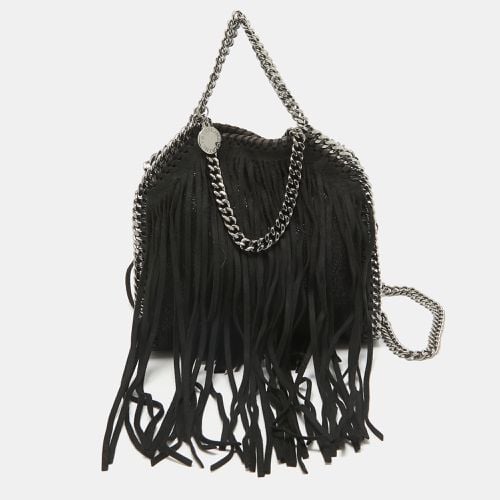 Stella McCartney Black Faux Suede Falabella Fringe Shoulder Bag - Stella McCartney - Modalova