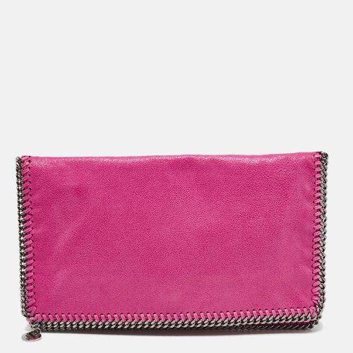 Stella McCartney Fuchsia Faux Suede Fallabella Foldover Clutch - Stella McCartney - Modalova