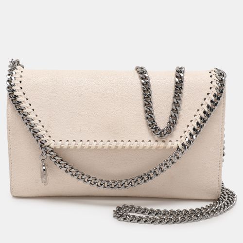 Stella McCartney Cream Faux Suede Falabella Chain Clutch - Stella McCartney - Modalova