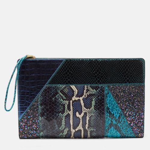 Faux Croc and Python Embossed Leather and Glitter Loretta Waverly Clutch - Stella McCartney - Modalova