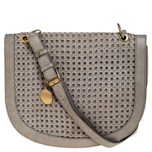 Stella McCartney Grey Woven Leather Alexa Flap Shoulder Bag - Stella McCartney - Modalova