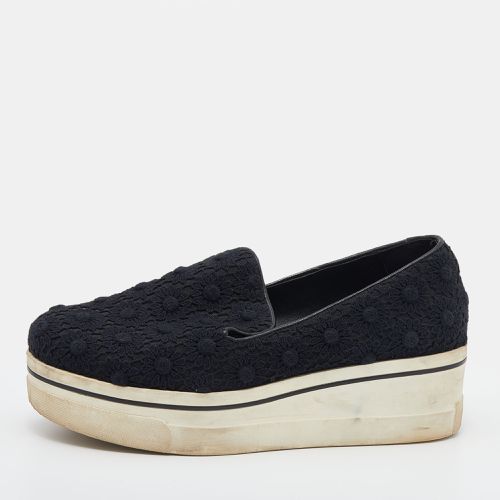 Stella McCartney Black Crochet And Canvas Platform Slip On Sneakers Size 38 - Stella McCartney - Modalova