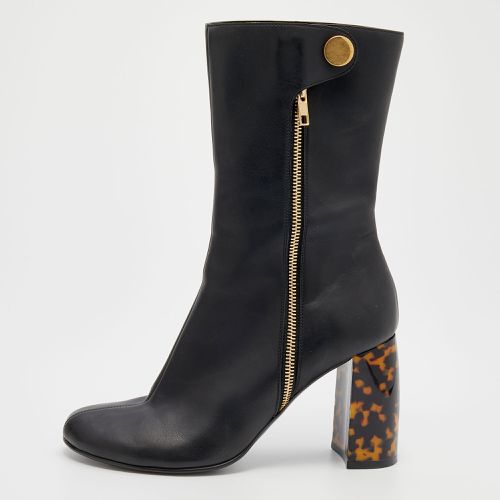 Stella McCartney Black Faux Leather Tortoise Block Heel "Percy" Ankle Boots Size 37 - Stella McCartney - Modalova