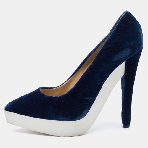 Stella McCartney Navy Blue Velvet Pointed Toe Platform Pumps Size 37.5 - Stella McCartney - Modalova