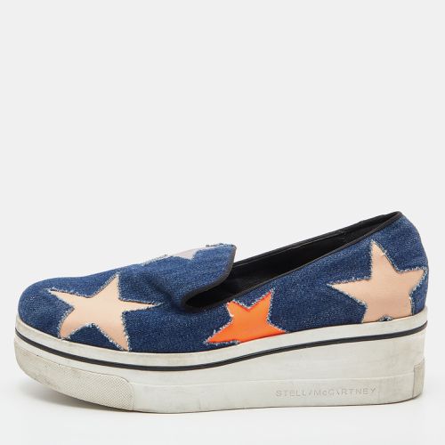 Stella McCartney Blue Denim and Leather Binx Star Platform Slip On Sneakers Size 38 - Stella McCartney - Modalova