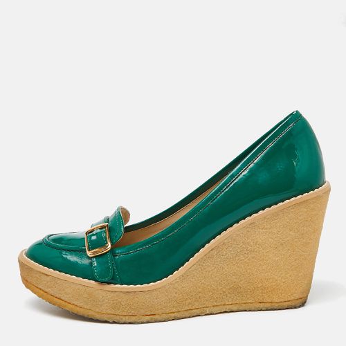 Stella McCartney Green Faux Patent Leather Wedge Loafer Pumps Size 38 - Stella McCartney - Modalova