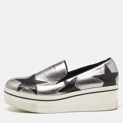 Stella McCartney Silver/Black Faux Leather Binx Star Slip On Sneakers Size 37 - Stella McCartney - Modalova