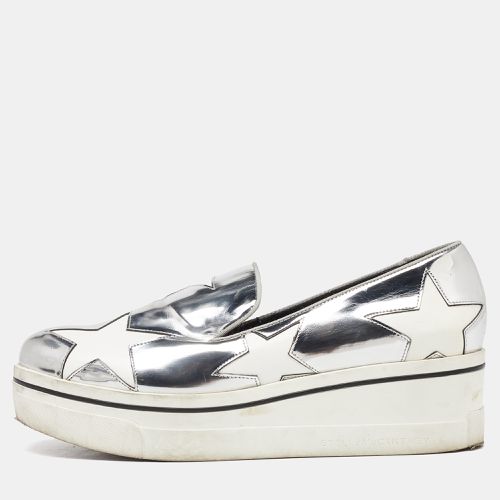 Stella McCartney White/Silver Faux Leather Star Platform Binx Slip On Sneakers Size 40 - Stella McCartney - Modalova