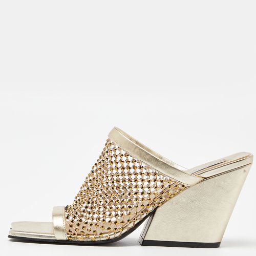 Stella McCartney Gold Faux Leather Crystal Embellished Slide Sandals Size 38 - Stella McCartney - Modalova