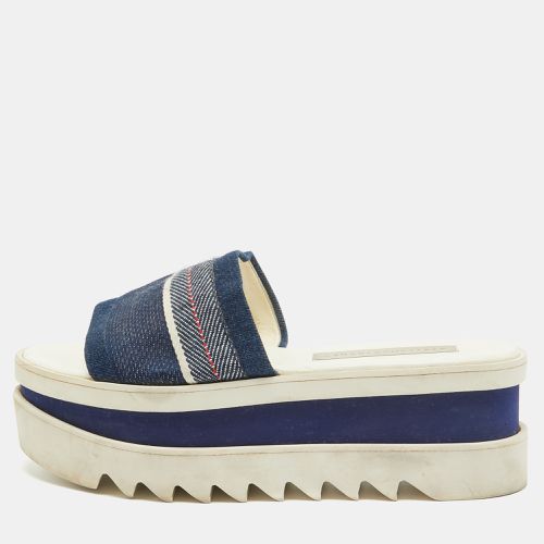 Stella McCartney Blue Denim Elyse Platform Slide Sandals Size 39 - Stella McCartney - Modalova