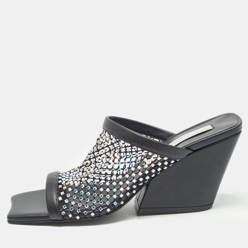 Stella McCartney Black Faux Leather and Mesh Slide Sandals Size 36.5 - Stella McCartney - Modalova