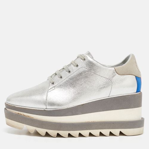 Stella McCartney Silver Faux Leather Elyse Wedge Sneakers Size 36 - Stella McCartney - Modalova