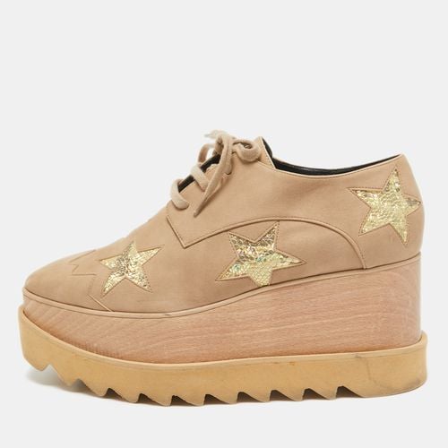 Stella McCartney Brown Nubuck Leather Elyse Star Wedge Sneakers Size 37 - Stella McCartney - Modalova