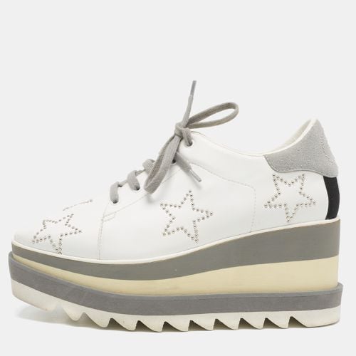 Stella McCartney White/Grey Faux Leather and Faux Suede Elyse Star Sneakers Size 36 - Stella McCartney - Modalova