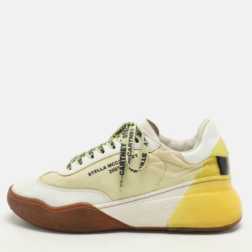 Stella McCartney White/Yellow Faux Leather and Neoprene Loop Low Top Sneakers Size 38 - Stella McCartney - Modalova