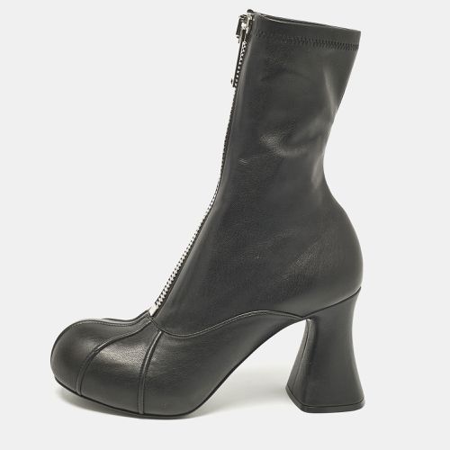 Stella McCartney Black Faux Leather Groove Ankle Length Boots Size 38 - Stella McCartney - Modalova