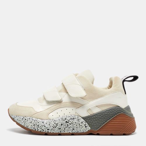 Stella McCartney Cream/White Faux Suede And Faux Leather Eclypse Velcro Strap Sneakers Size 39 - Stella McCartney - Modalova