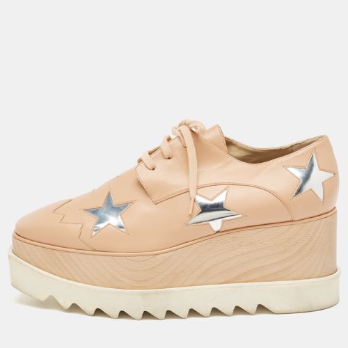 Stella McCartney Beige Faux Leather Elyse Star Wedge Sneakers Size 41 - Stella McCartney - Modalova