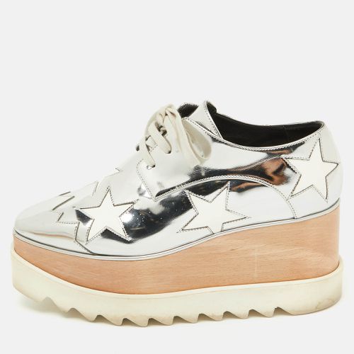 Stella McCartney Silver/White Faux Leather Elyse Star Platform Derby Sneakers Size 36 - Stella McCartney - Modalova