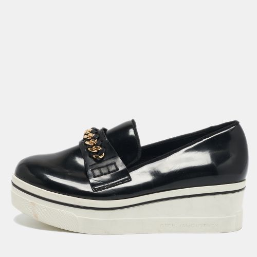 Stella McCartney Black Faux Leather Chain-Link Platform Slip On Sneakers Size 36 - Stella McCartney - Modalova