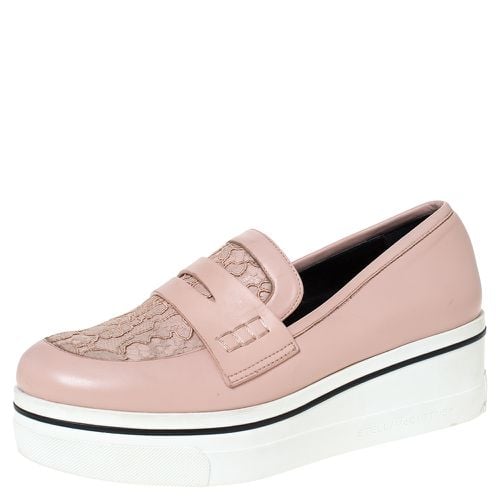 Stella McCartney Pink Faux Leather And Lace Penny Platform Loafers Size 38 - Stella McCartney - Modalova