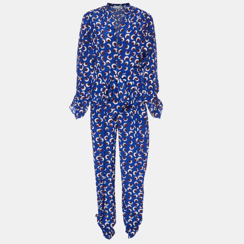 Stella McCartney Blue Floral Print Silk Long Sleeve Jumpsuit S - Stella McCartney - Modalova