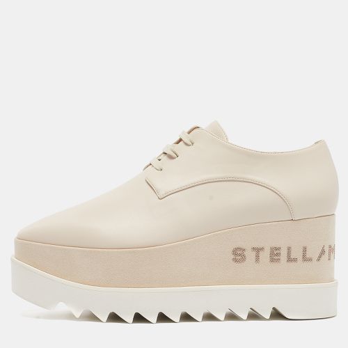 Stella McCartney Cream Faux Leather Elyse Platforms Wedge Sneakers Size 38 - Stella McCartney - Modalova