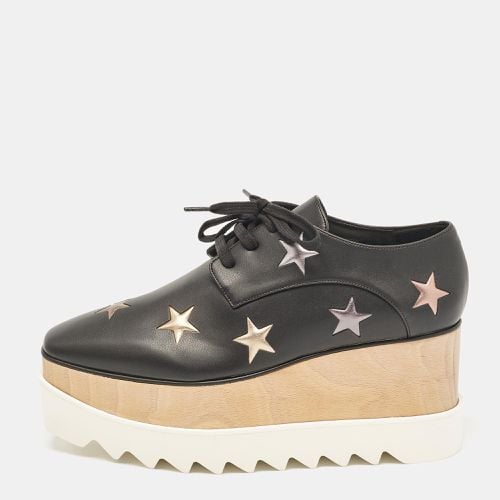 Stella McCartney Black Faux Leather Elyse Star Wedge Sneakers Size 37.5 - Stella McCartney - Modalova