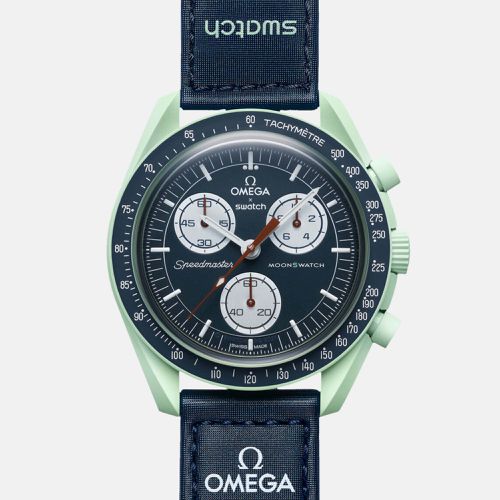 Omega X Swatch Green and Blue Bioceramic Velcro Mission On Earth So33G100 Watch 42 mm - Swatch - Modalova