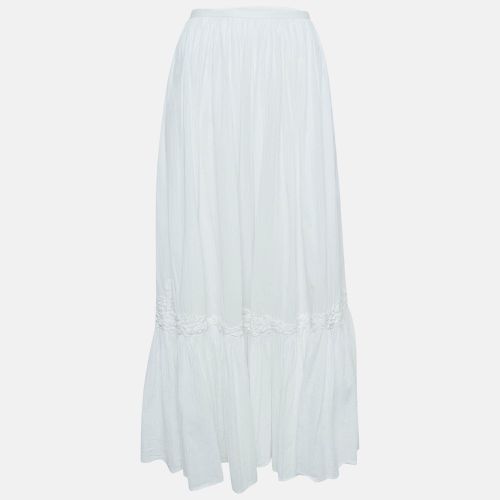 Polo Ralph Lauren White Lace Trim Cotton Midi Skirt M - Polo Ralph Lauren - Modalova