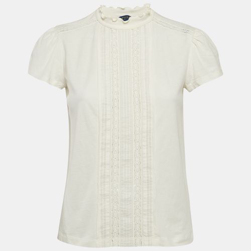 Polo Ralph Lauren Cream Lace Trim Jersey Ruffled Top S - Polo Ralph Lauren - Modalova