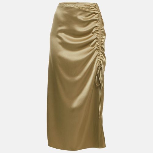 Polo Ralph Lauren Brown Satin Ruched Midi Skirt M - Polo Ralph Lauren - Modalova