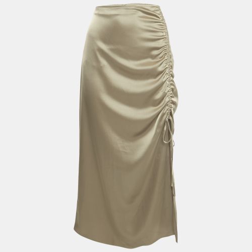 Polo Ralph Lauren Brown Satin Ruched Midi Skirt M - Polo Ralph Lauren - Modalova