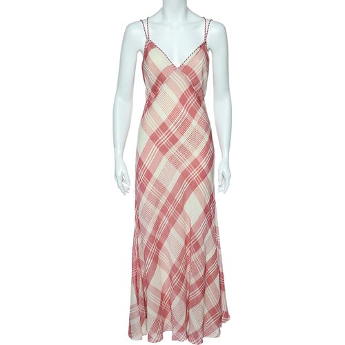 Polo Ralph Lauren Pink Checkered Cross Back Detail Maxi Dress S - Polo Ralph Lauren - Modalova