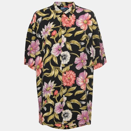 Polo Ralph Lauren Black Floral Printed Rayon Short Sleeve Shirt L - Polo Ralph Lauren - Modalova