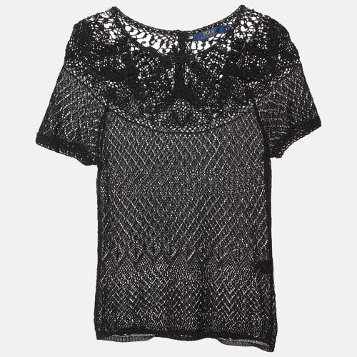 Polo Ralph Lauren Black Patterned Crochet Top M - Polo Ralph Lauren - Modalova