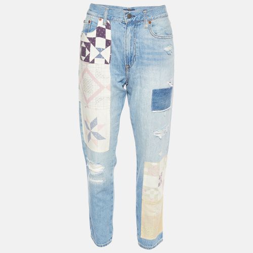 Polo Ralph Lauren Blue Patchwork Denim Avery Boyfriend Jeans S/Waist 32" - Polo Ralph Lauren - Modalova