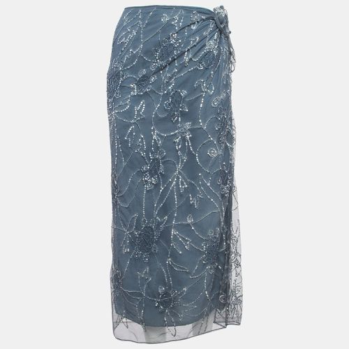 Polo Ralph Lauren Grey Sequin Embroidered Tulle Midi Skirt L - Polo Ralph Lauren - Modalova