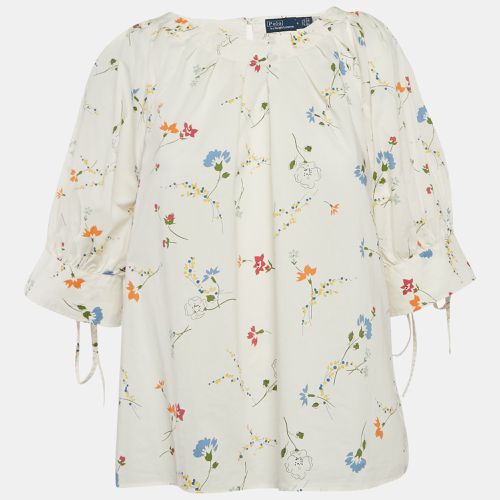 Polo Ralph Lauren White Floral Print Cotton Top M - Polo Ralph Lauren - Modalova